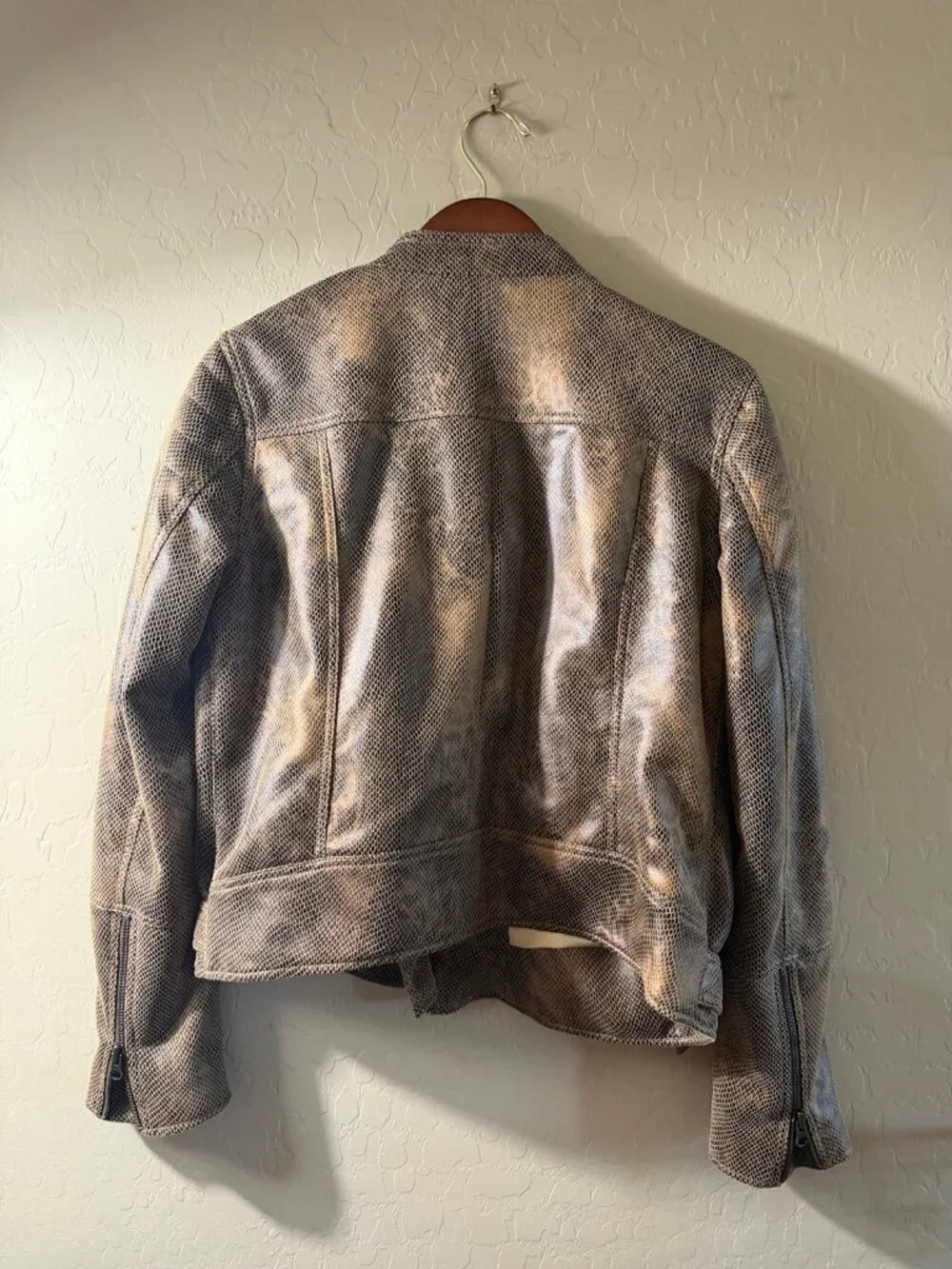 Women's Free People Snake Print Faux Leather Motorcycle Jacket